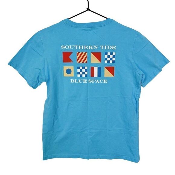 Southern Tide Signal Flags Short Sleeve Graphic Tee Sailing Blue boys XL - Picture 1 of 12